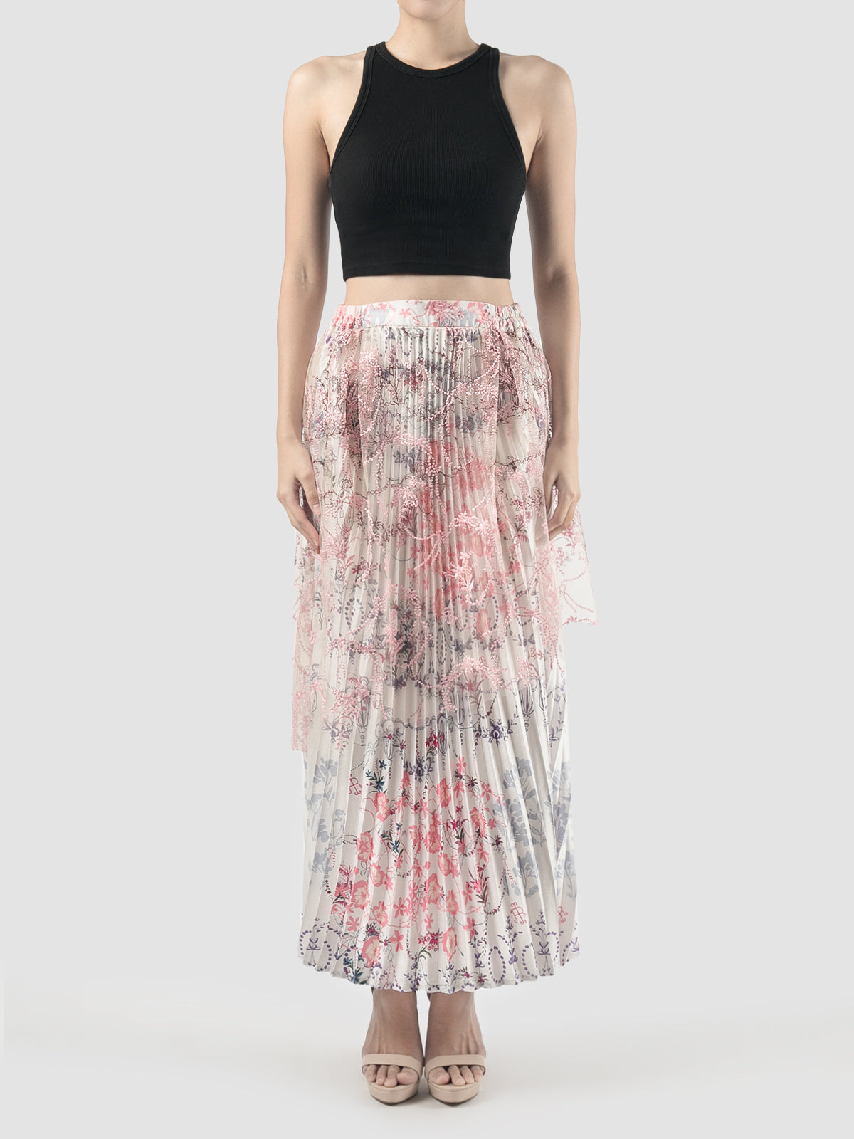 Evening Primrose maxi layered pleats skirt