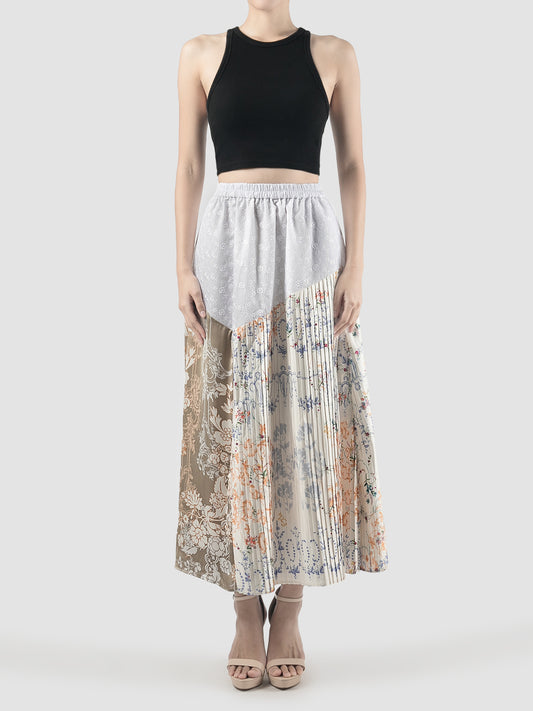 Zinnia maxi pleated patchwork skirt