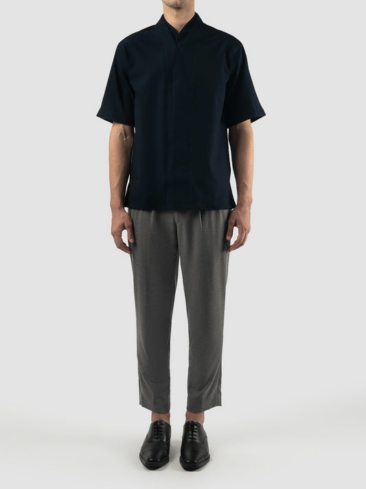 Navy Part 5 loose shirt with double collar
