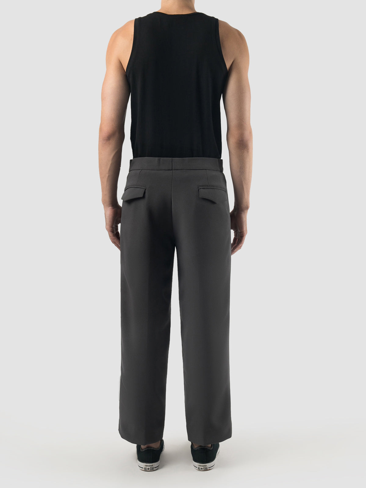 Straight Pants With Pleats In Dark Grey