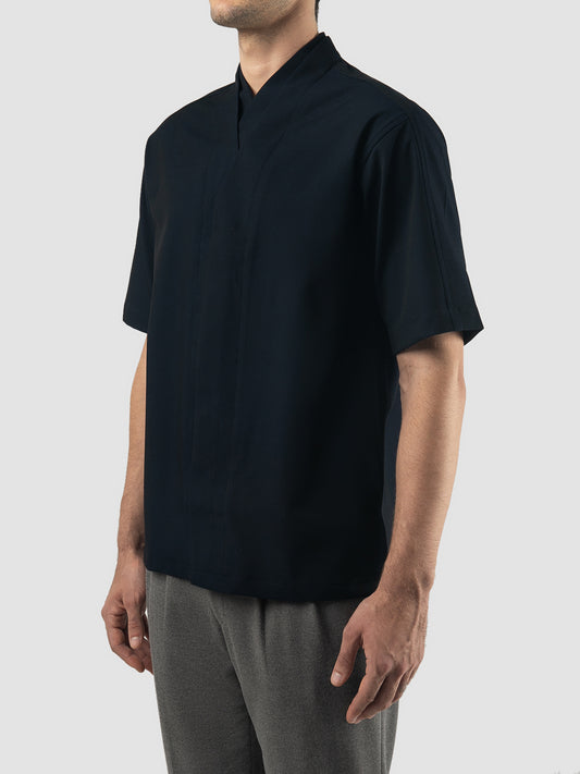 Navy Part 5 loose shirt with double collar