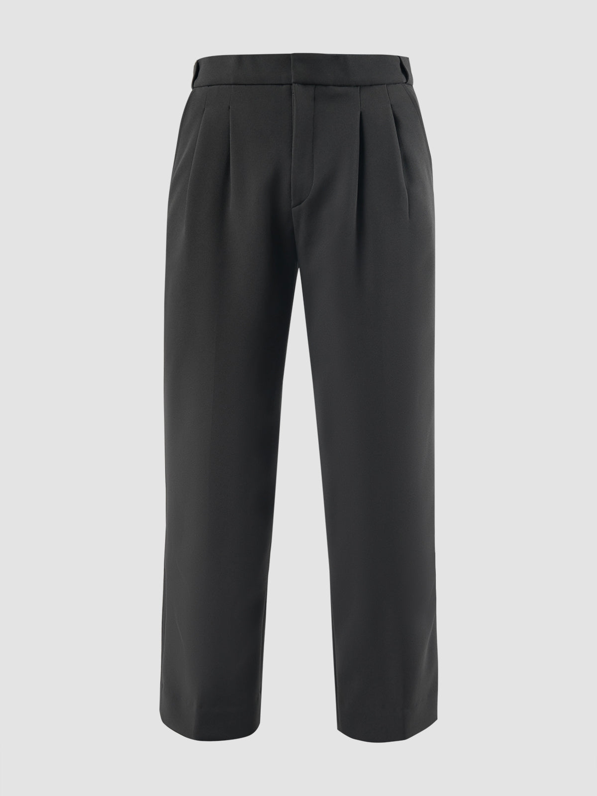 Straight Pants With Pleats In Dark Grey