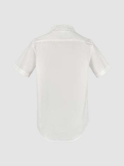 White Part 1 collarless short-sleeved shirt