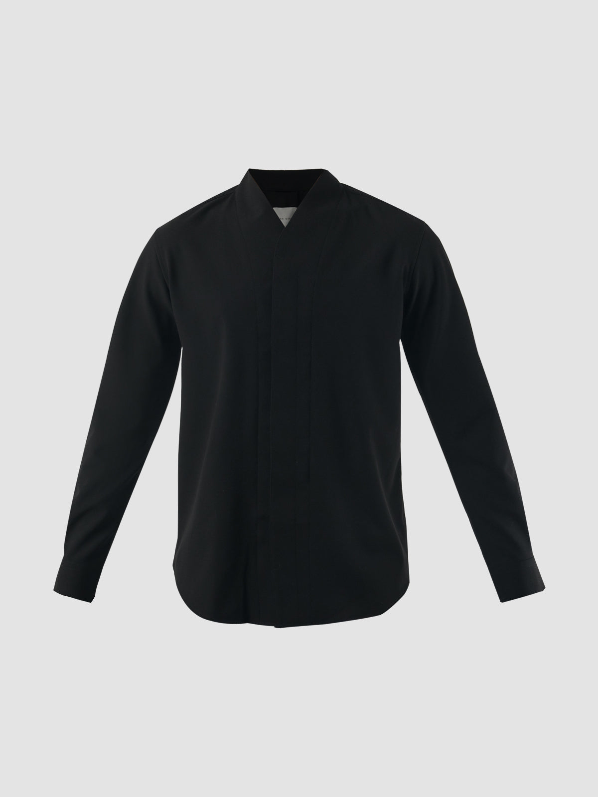 Collarless Long Sleeves Shirt Part 5 In Black – PILLAR