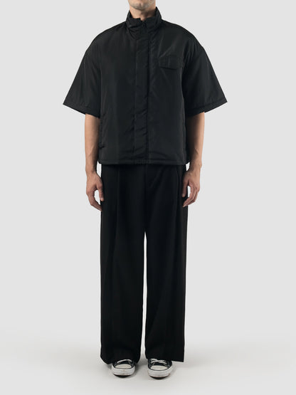 Black Nylon-Parachute Layered Shirt
