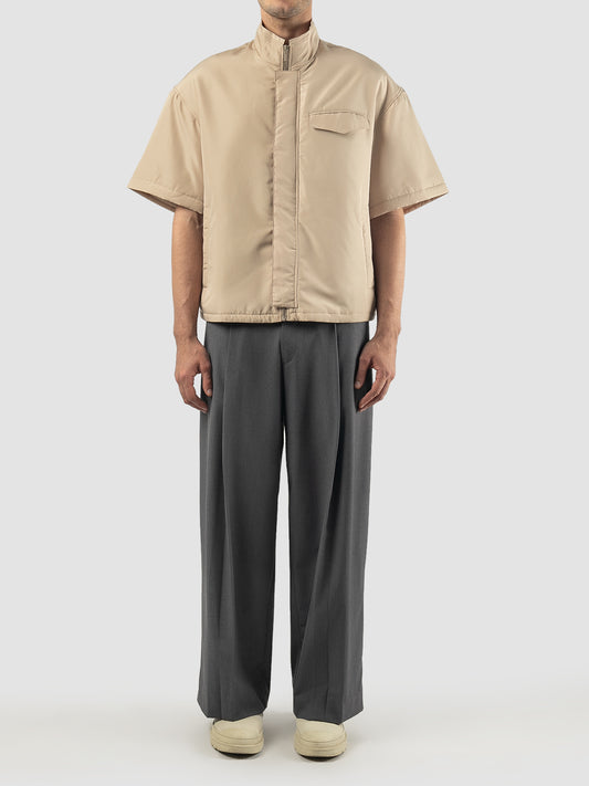 Beige Nylon-Parachute layered shirt