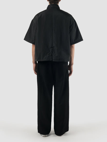 Black Nylon-Parachute Layered Shirt