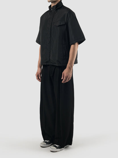 Black Nylon-Parachute Layered Shirt