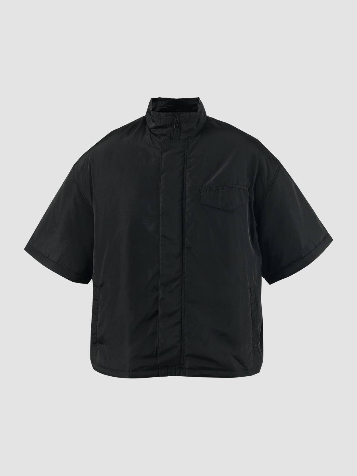 Black Nylon-Parachute Layered Shirt