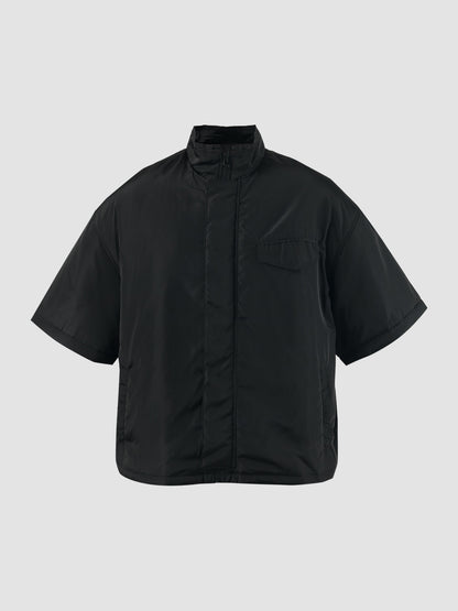 Black Nylon-Parachute Layered Shirt