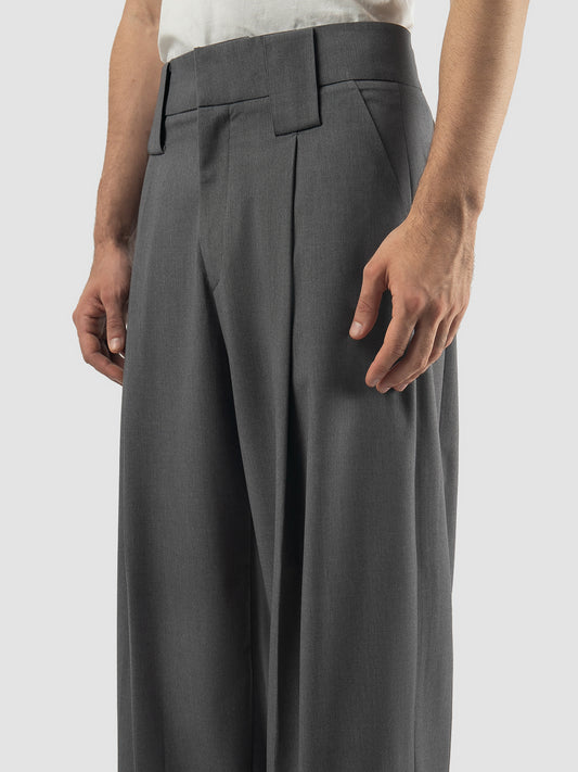 Dark grey wide leg pleated trousers