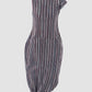 Navy pleated taffeta asymmetrical cocoon dress