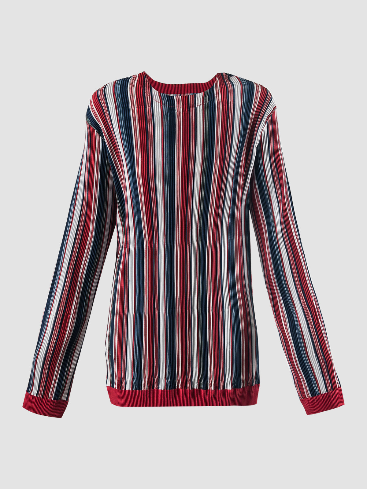 Red pleated stripe taffeta pullover