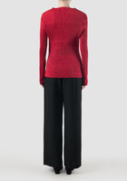 Red pleated taffeta pullover