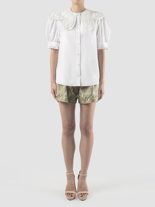 Daksa off white Moira blouse with embroidered collar