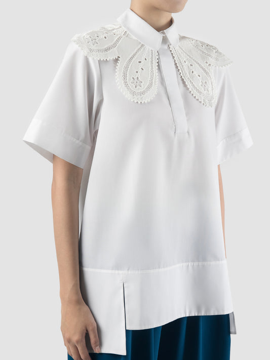Gantari off white Moira blouse with embroidered collar