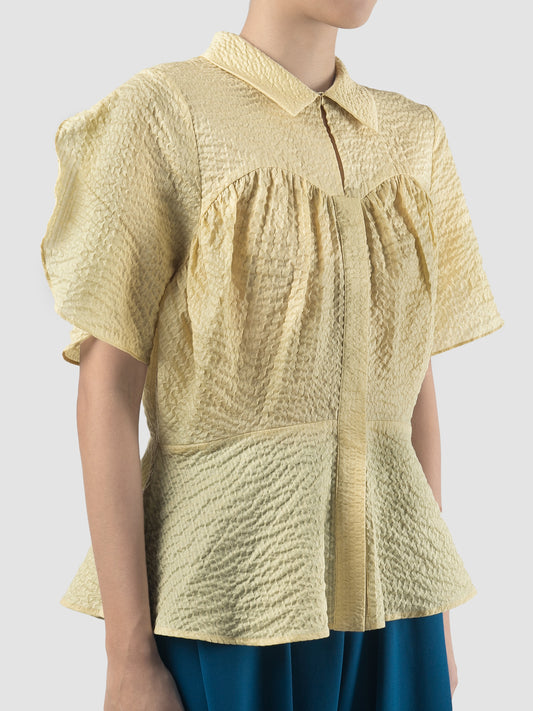 Yellow Wavy short-sleeved shirt
