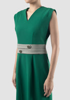 Green Valy sleeveless midi dress