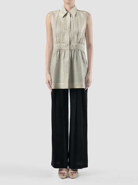 Cream Cylinder textured blouse