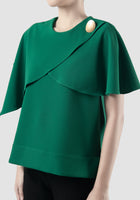 Green Avy cape-style blouse