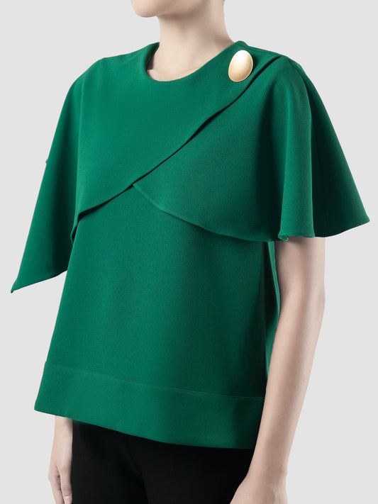 Green Avy cape-style blouse