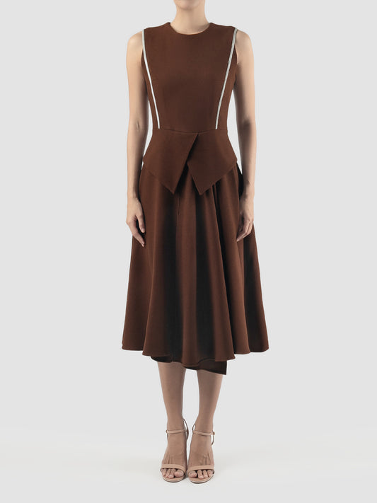 Brown Lou sleeveless midi dress
