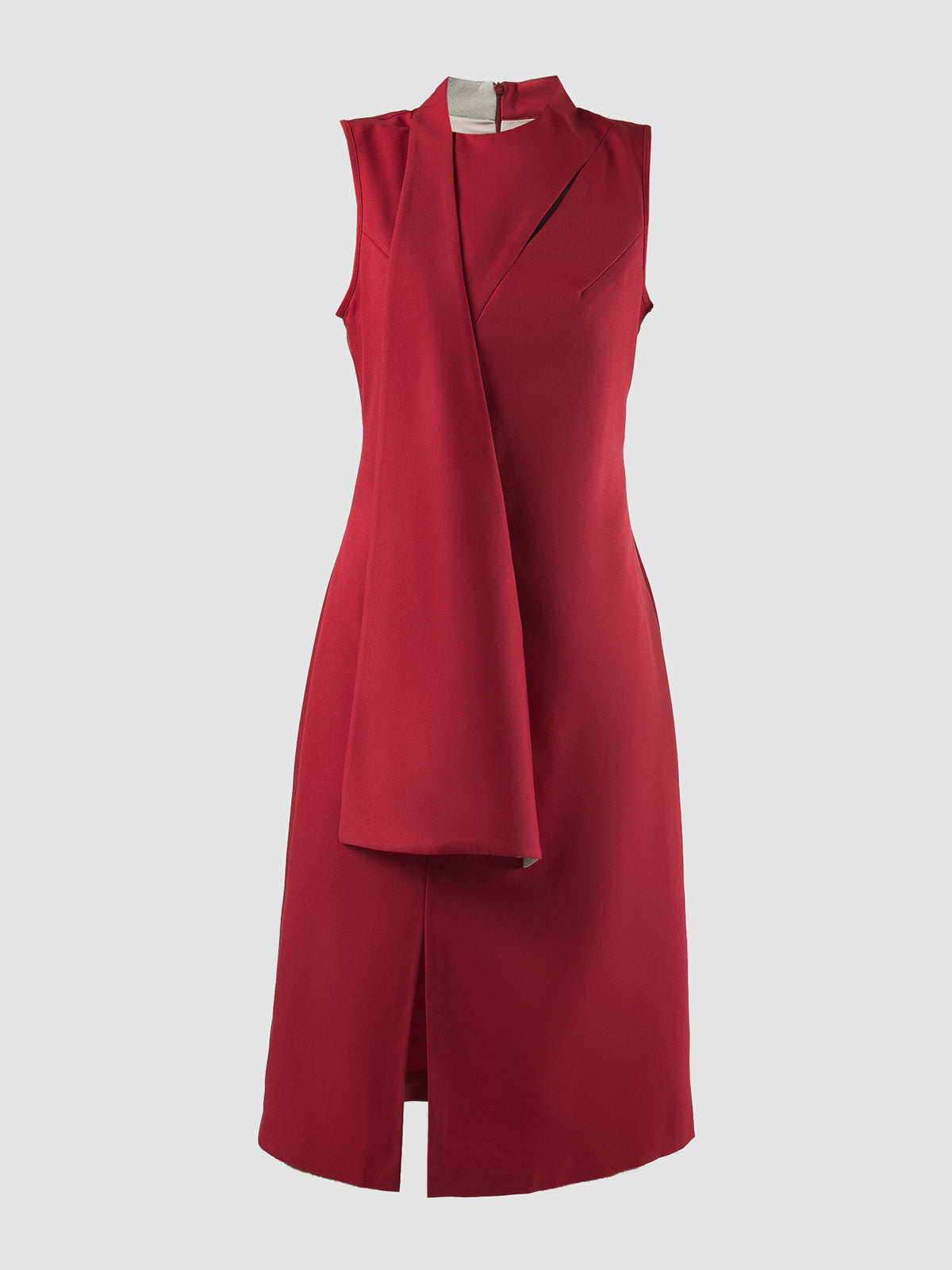 Red Clara dress with neck sash