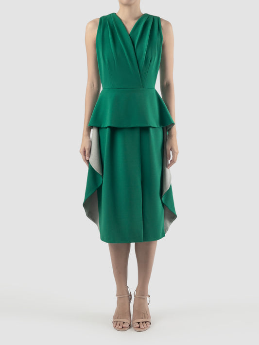 Green Liv dress with peplum