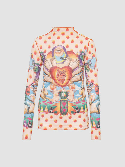 MORAL x Andre Yoga Printed Mesh Top