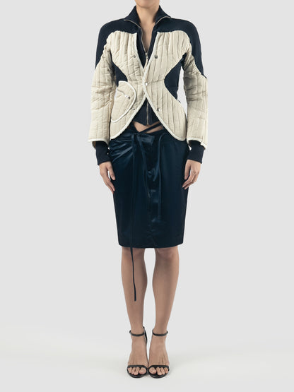 Beige Woven Quilted Silhouette Jacket