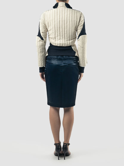 Beige Woven Quilted Silhouette Jacket