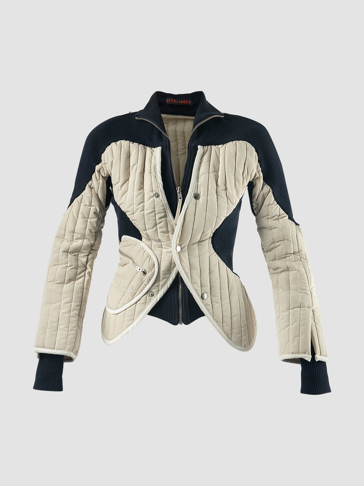 Beige Woven Quilted Silhouette Jacket