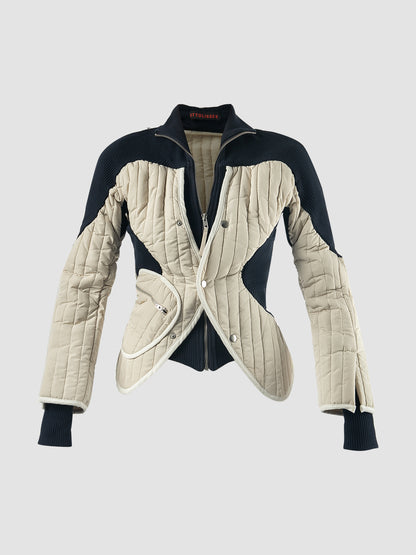 Beige Woven Quilted Silhouette Jacket