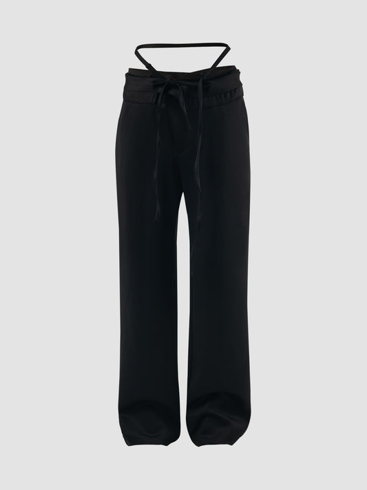Black Double Waistband Suit Trousers