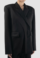Black woven signature split blazer