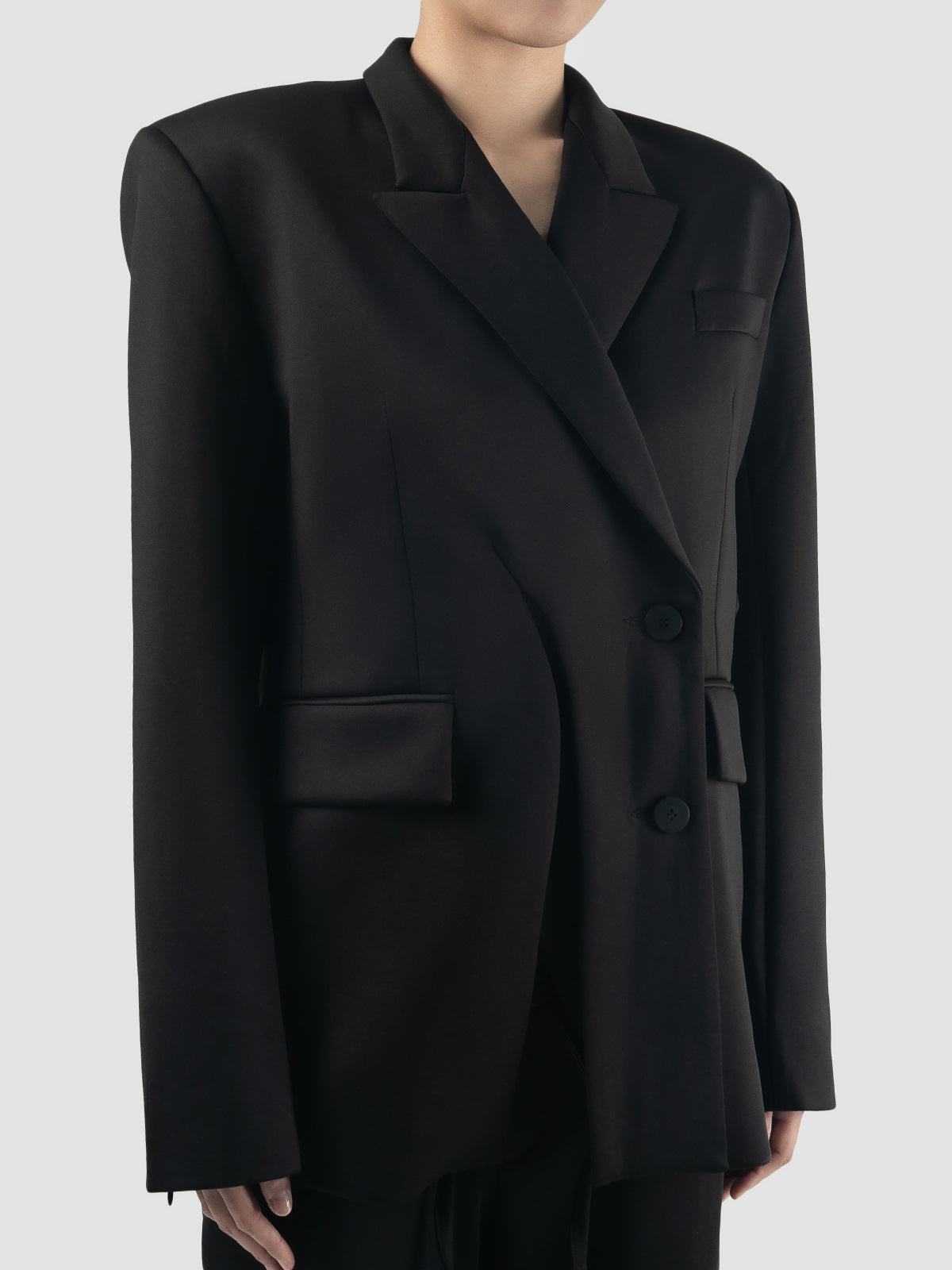 Black Woven Signature Split Blazer – PILLAR