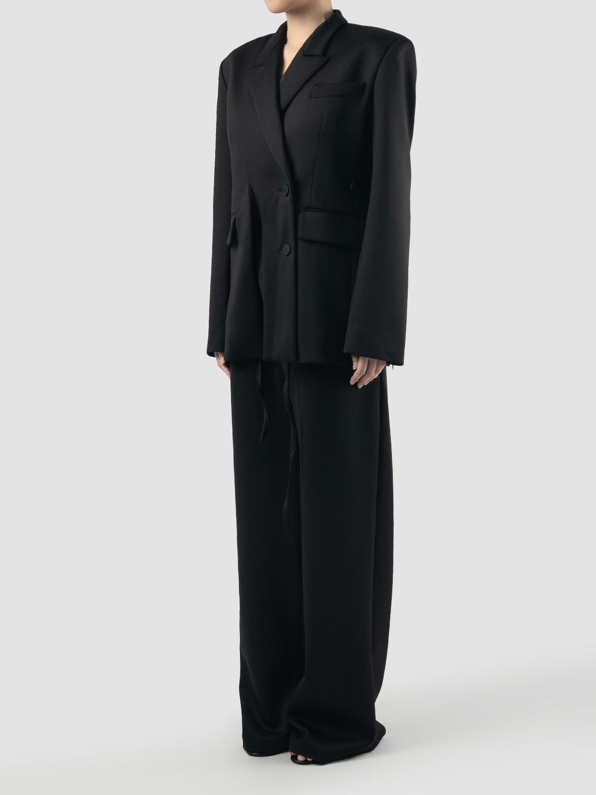 Black Woven Signature Split Blazer – PILLAR