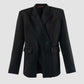Black woven signature split blazer