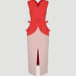 Cinnabar red-coral pink Omikoshi midi dress