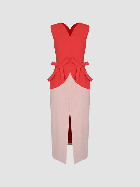 Omikoshi dress In Cinnabar Red/Coral Pink