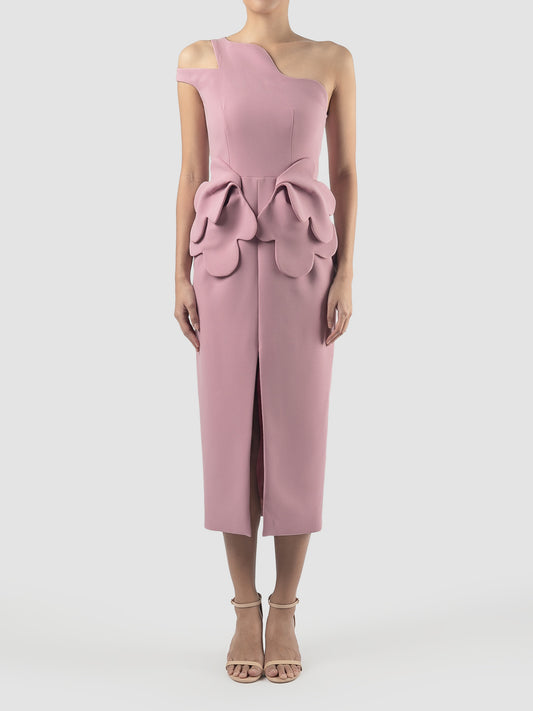 Oriental pink Marlin one-shoulder dress