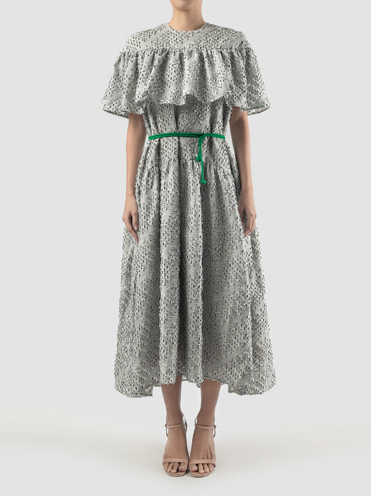 Navy-white Chameleon tiered dress