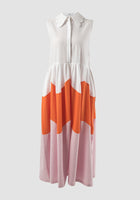 Semitone white sleeveless tiered maxi dress