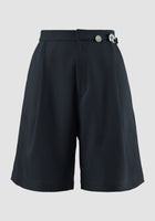 Dark blue Sharp pleated short pants