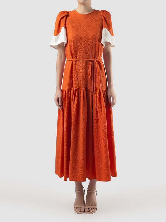 Orange Nautius tiered maxi dress