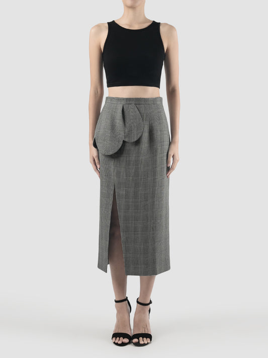 Grey Hokke midi plaid skirt