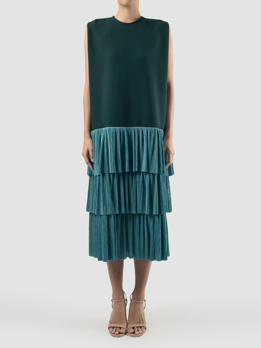 Celtic green-turquoise Blacktip pleat dress
