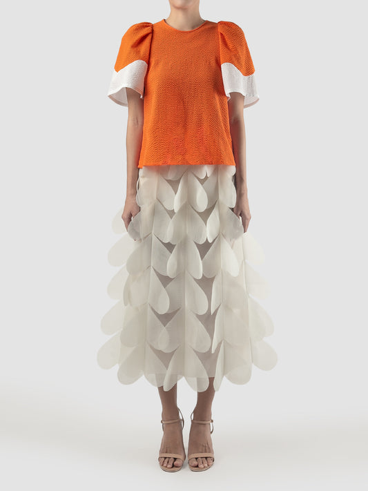 Orange Fluke short-sleeved blouse