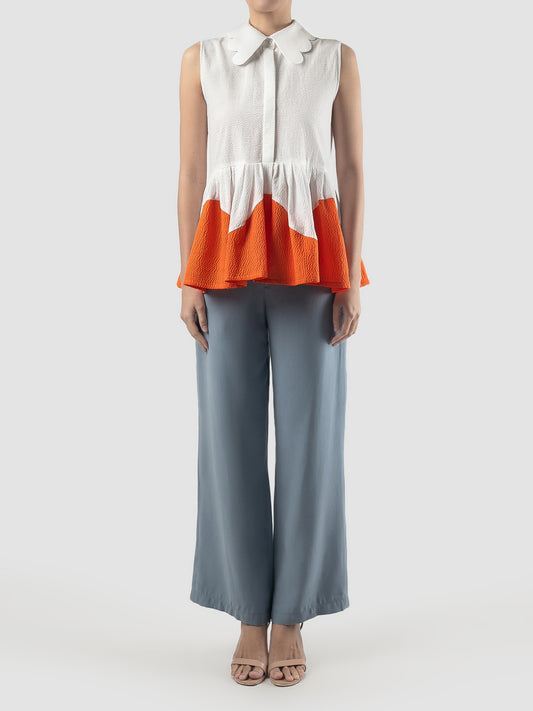 White-orange blue Krill sleeveless shirt