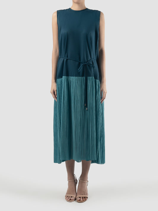 Nile blue-turquiose Haddock pleat dress